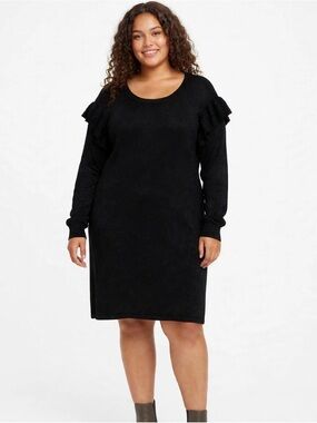 Select + Trend Black Shimmer Long Sleeve Sweater Dress Size XL